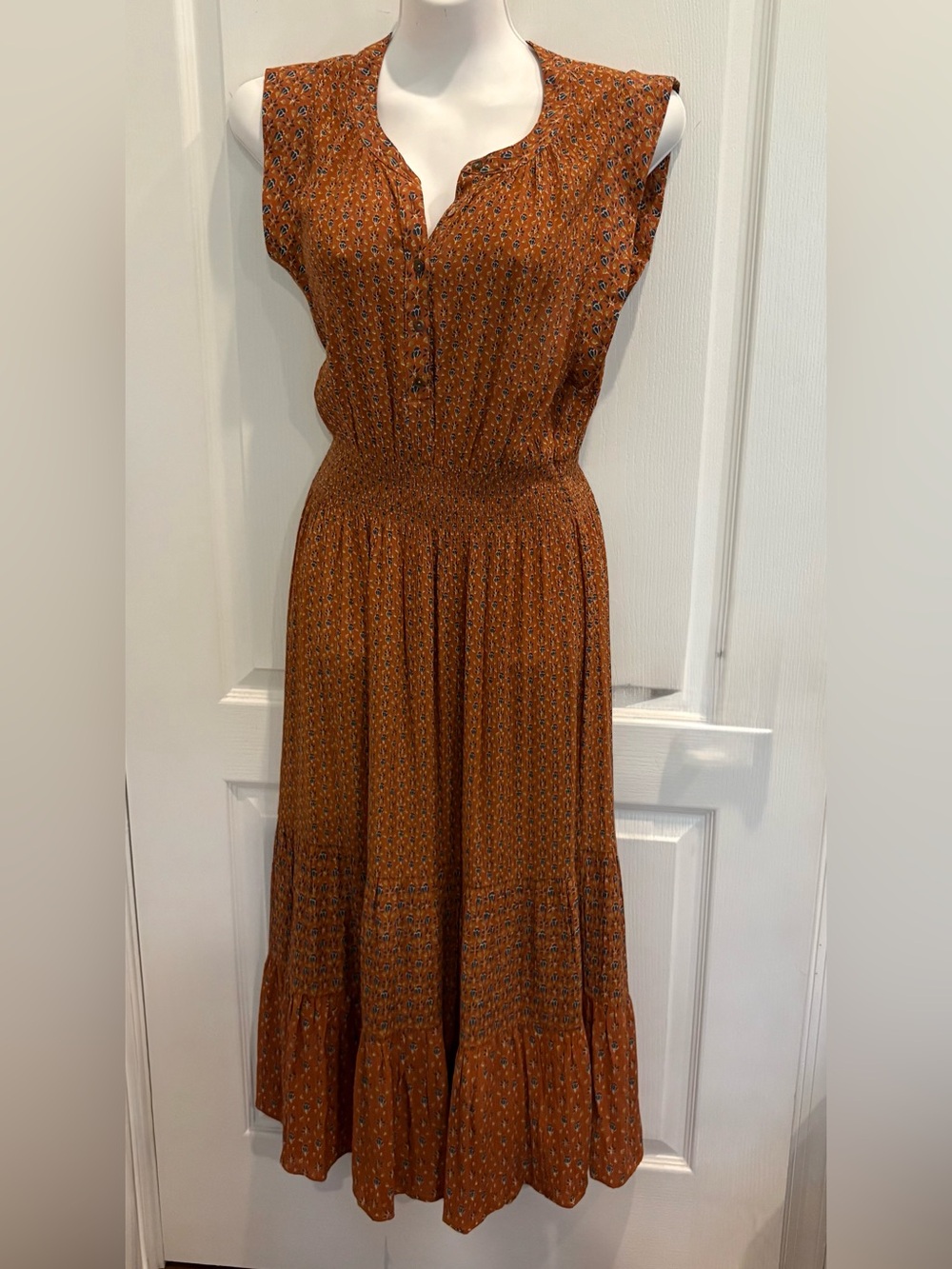 Faherty Chestnut Blossom Woodstock Midi Dress Size S